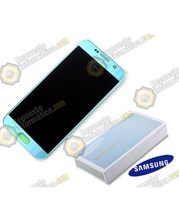 Pantalla (lcd+tactil) Azul espejo Samsung Galaxy S6 (Directo de fabrica) (GH97-17260D)