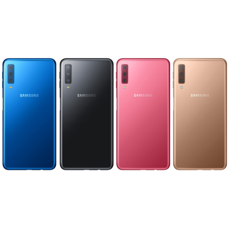 Original Samsung Galaxy a7 2018 Tapa batería Tapa trasera cover sin lente azul C 