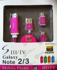 Adaptador Samsung Galaxy S4 / S3  -  Note 2 / Note 3 MHL 2.0 HDTV HDMI (FUCSIA)
